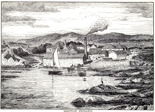 pen drawing of Laphroaig distillery  in 1885.